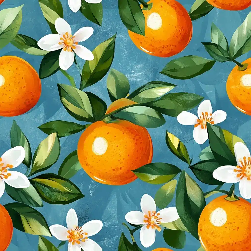 Watercolor Mandarins and Blossoms Midjourney提示词