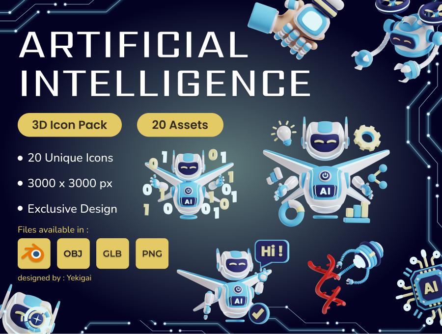  Artificial Intelligence 3D Icon Pack