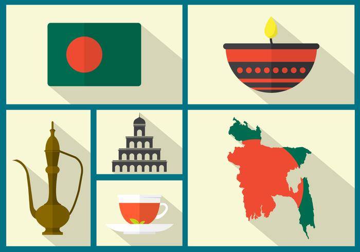 平风格的孟加拉国地图
