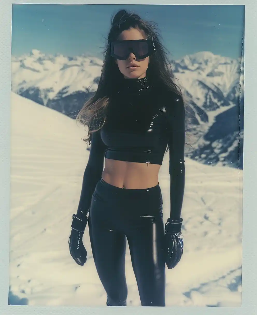 Retro Snowboarder in Alps Midjourney提示词