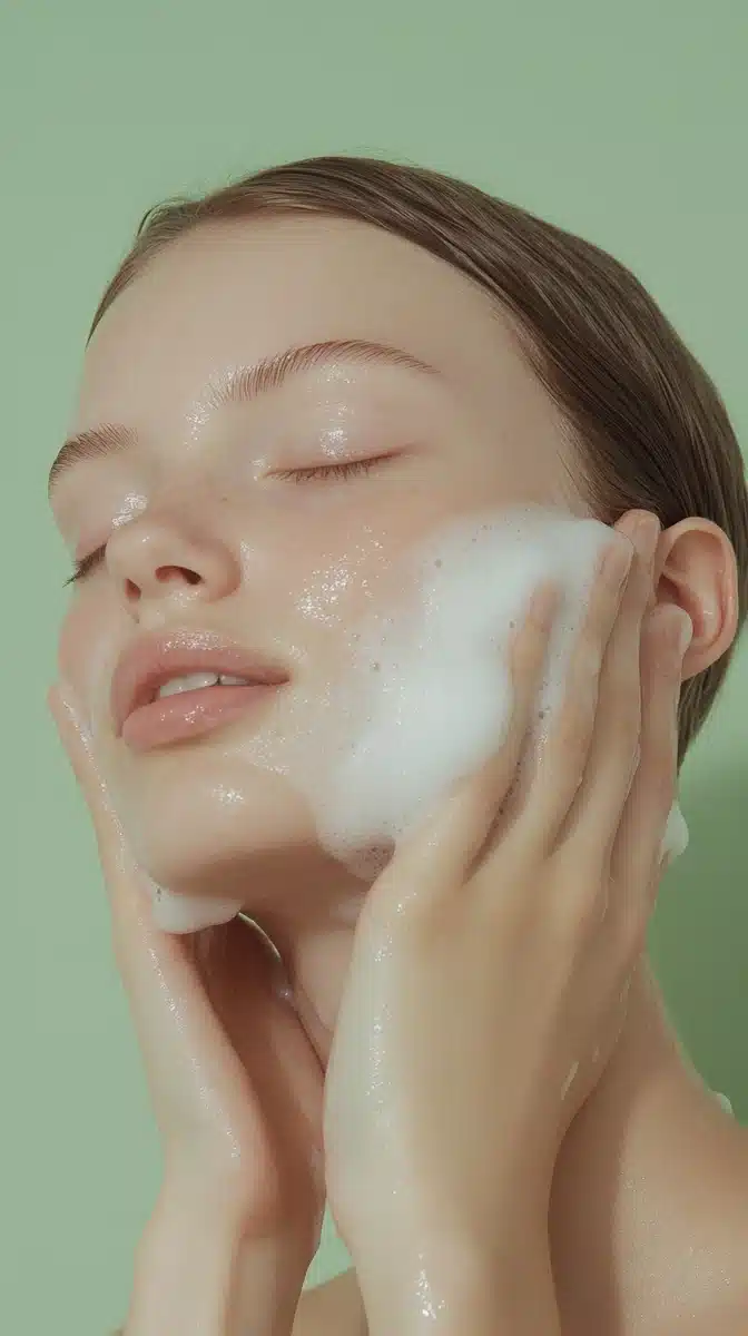 European Woman Washing Face Midjourney提示词
