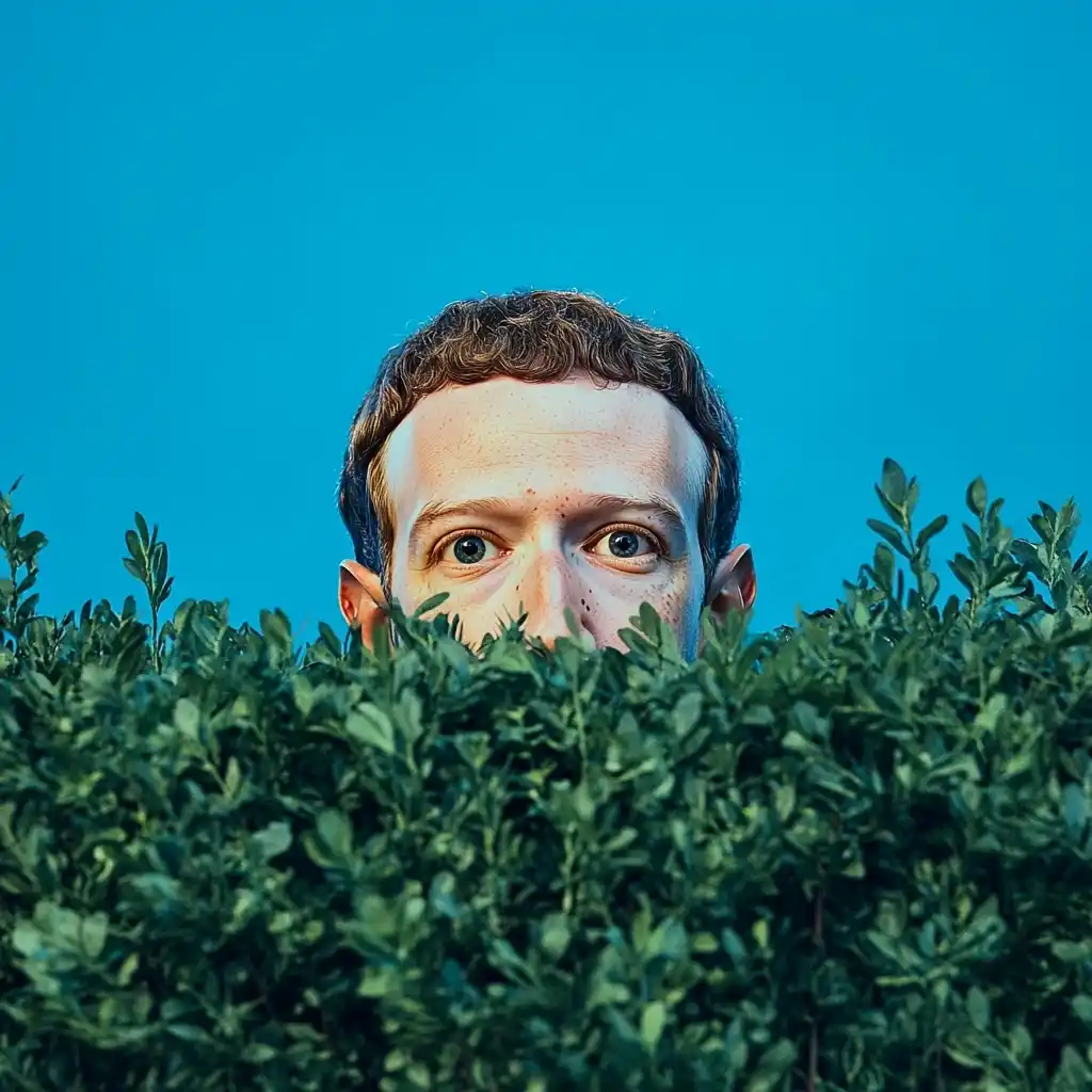 Zuckerberg Behind Bushes Illustration Midjourney提示词