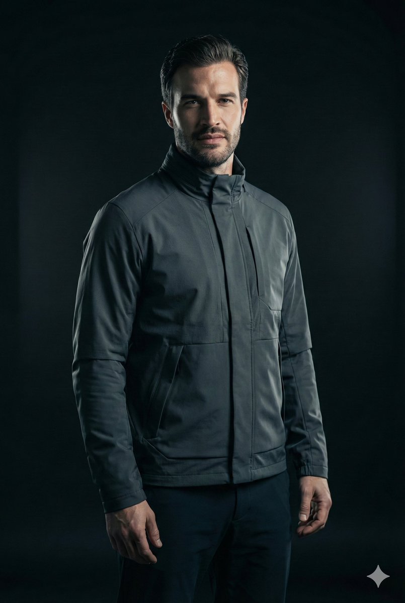 Stylish Man in Modern Dark Grey Jacket | Fashion Portrait Nano Banana提示词