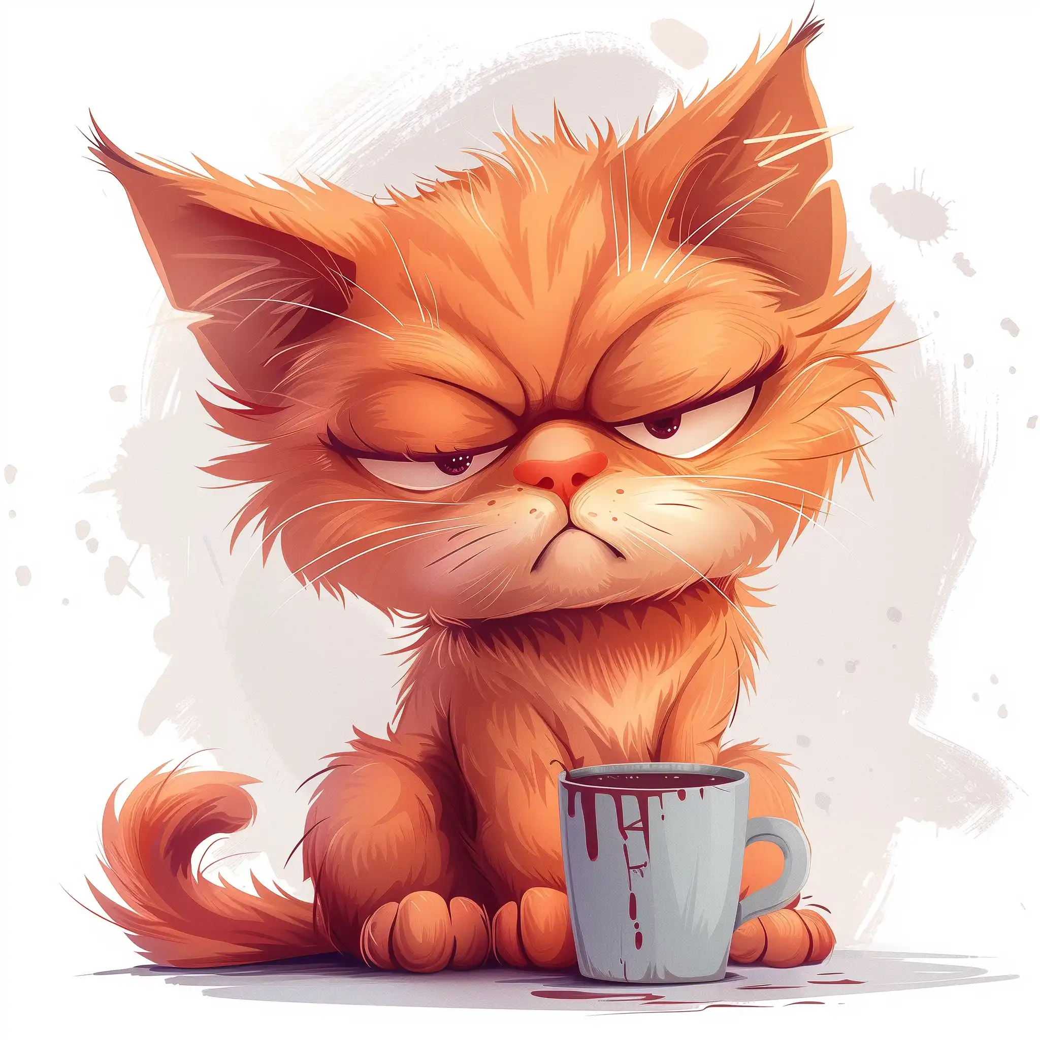 Cartoon Cat Coffee Break Midjourney提示词