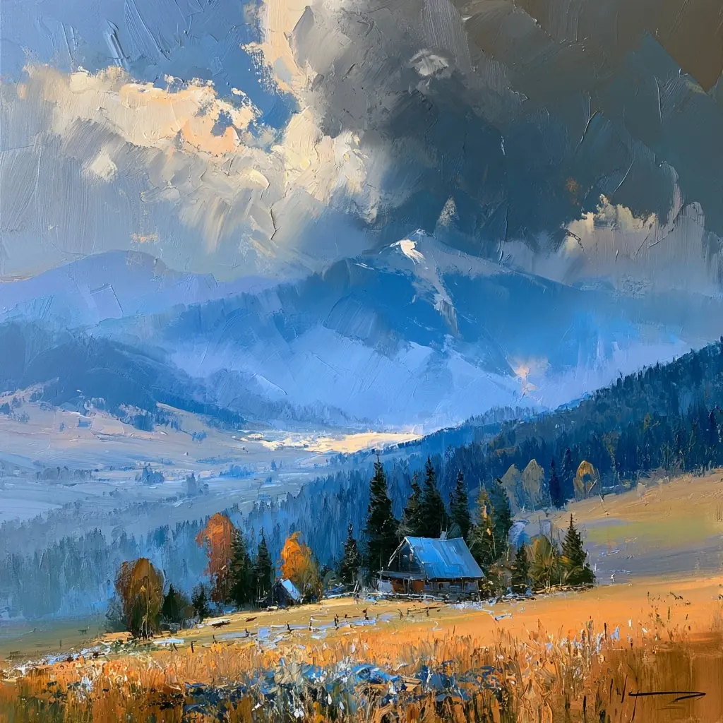 Palette Knife Carpathians Painting Midjourney提示词