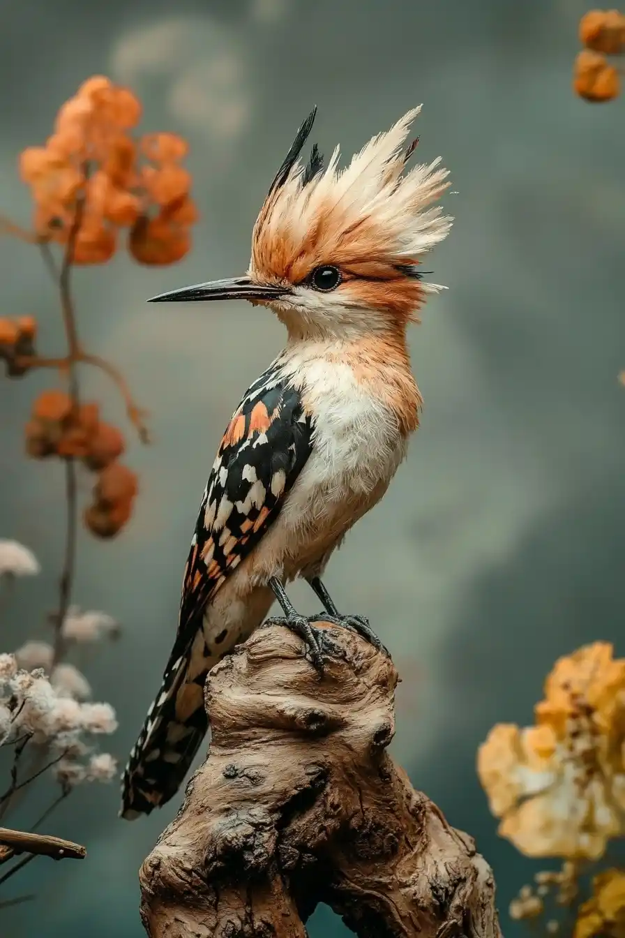 Retro 3D Hoopoe Sign Midjourney提示词