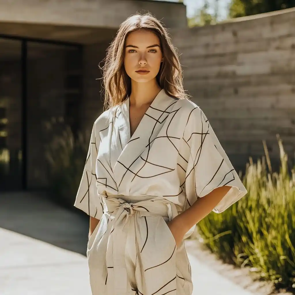 Modern Kimono Summer Outfit Midjourney提示词