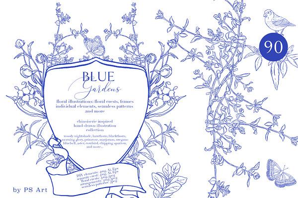 Blue Gardens Chinoiserie set