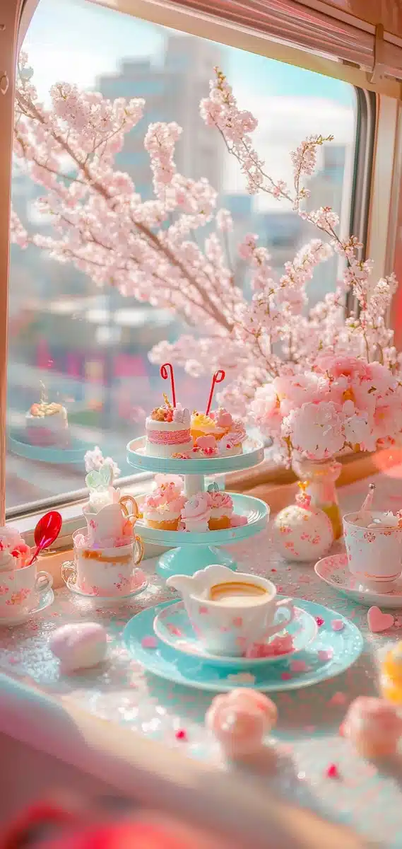 Valentines Tea in Dining Car Midjourney提示词
