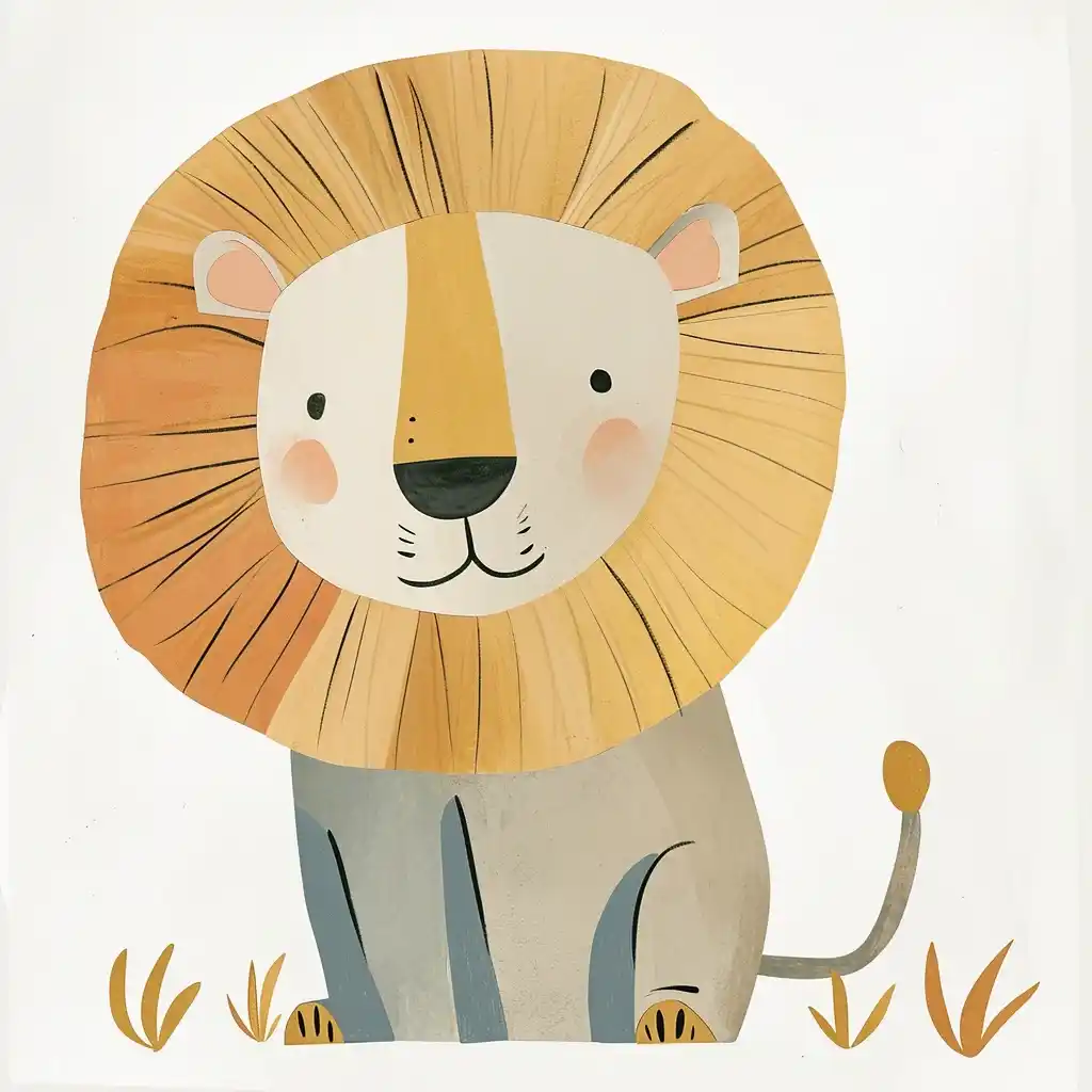 Kawaii Lion Clipart Organic Collaboration Midjourney提示词