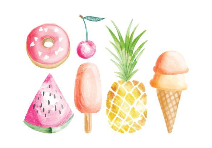 矢量手绘夏天食物元素