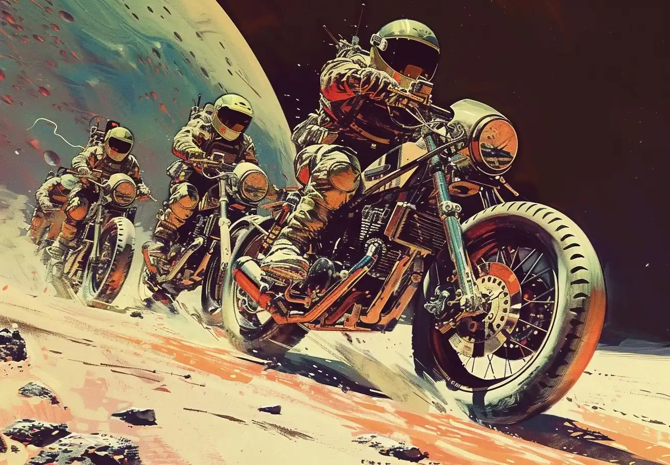 Mars Biker Gang Sci-Fi Ride Midjourney提示词
