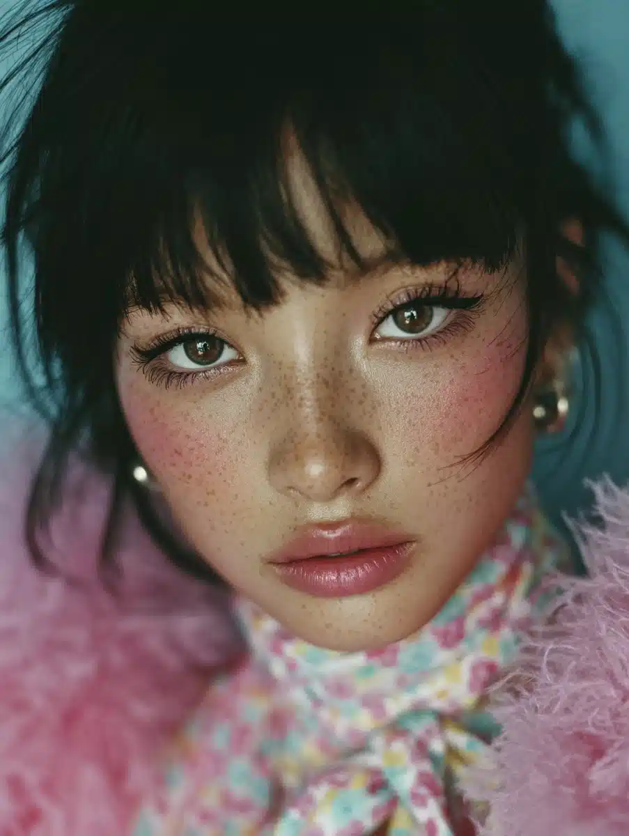Asian Woman with Winged Eyeliner Midjourney提示词