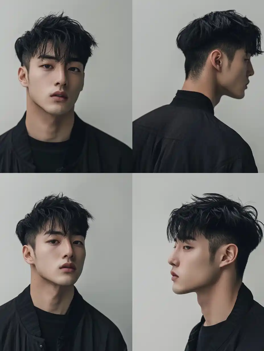 Minimalist Male Portrait Grid Midjourney提示词