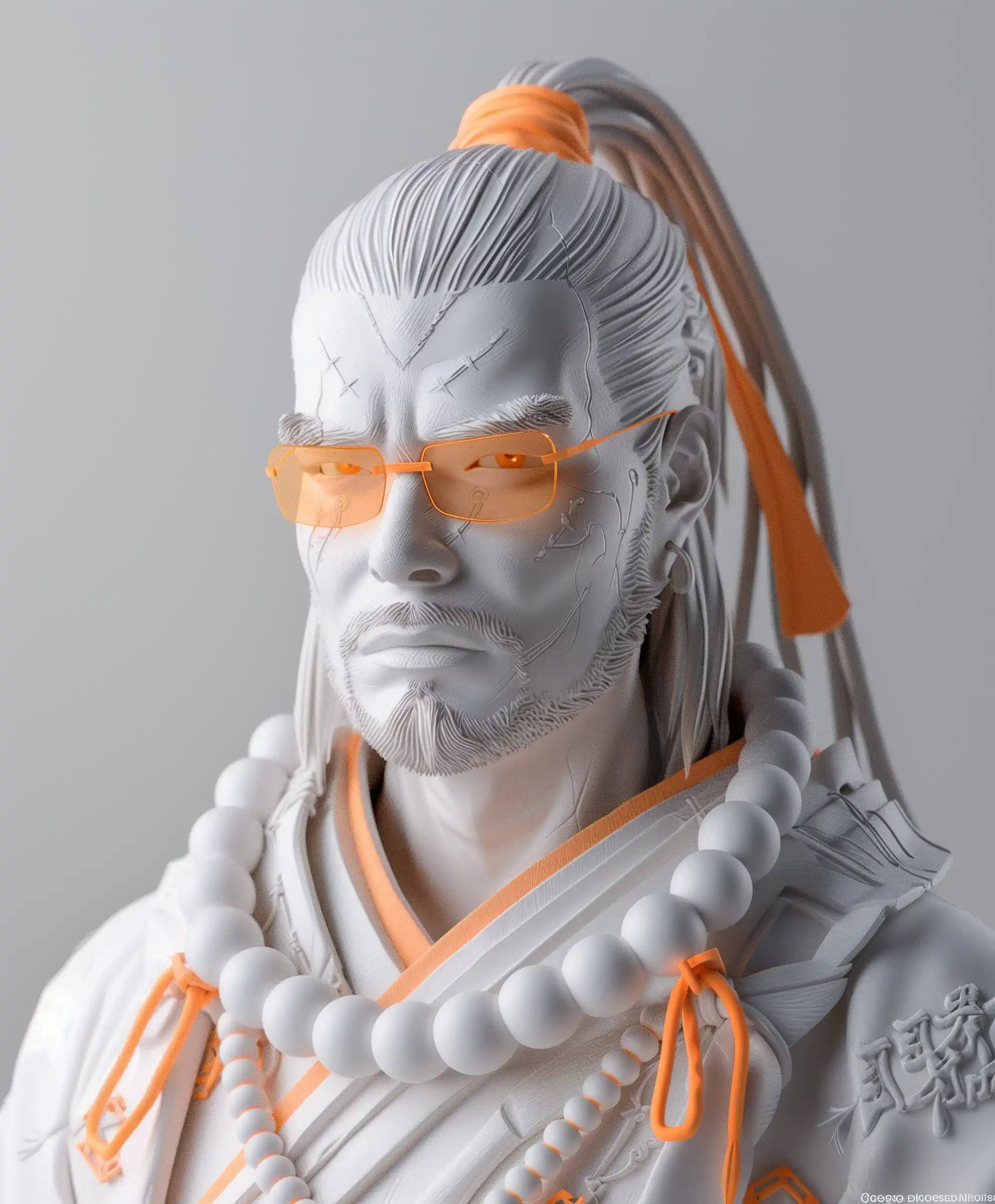 Cyber Samurai Marble Portrait Midjourney提示词