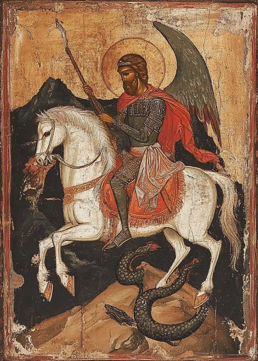 Saint George Slaying Dragon Midjourney提示词