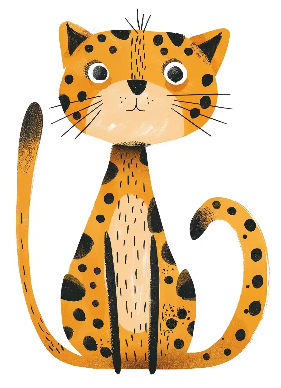 Cartoon Cheetah Jon Klassen Midjourney提示词