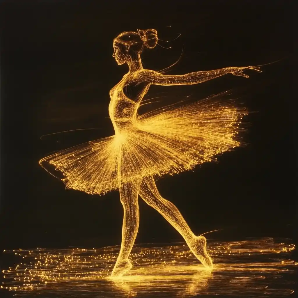 Golden Ballerina on Black Midjourney提示词