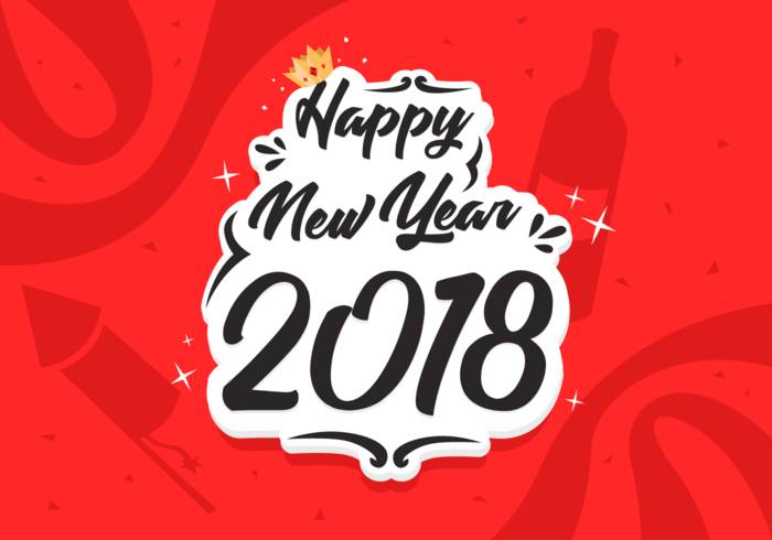 新年快乐2018年免费矢量图