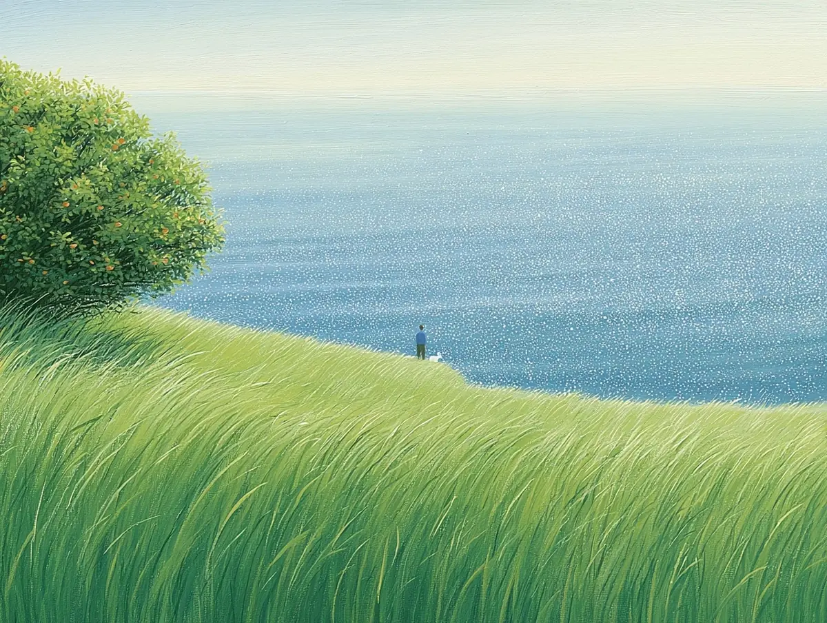 Seaside Hill Landscape Painting Midjourney提示词
