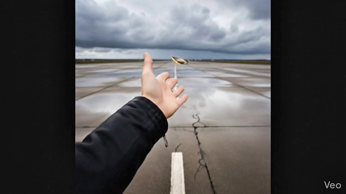 Cinematic Action Shot: Hand Tossing Object on Runway Nano Banana提示词