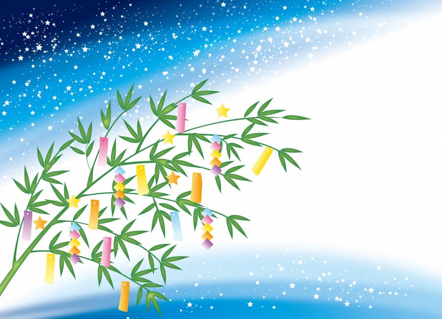 七夕装饰和满天星斗的天空
