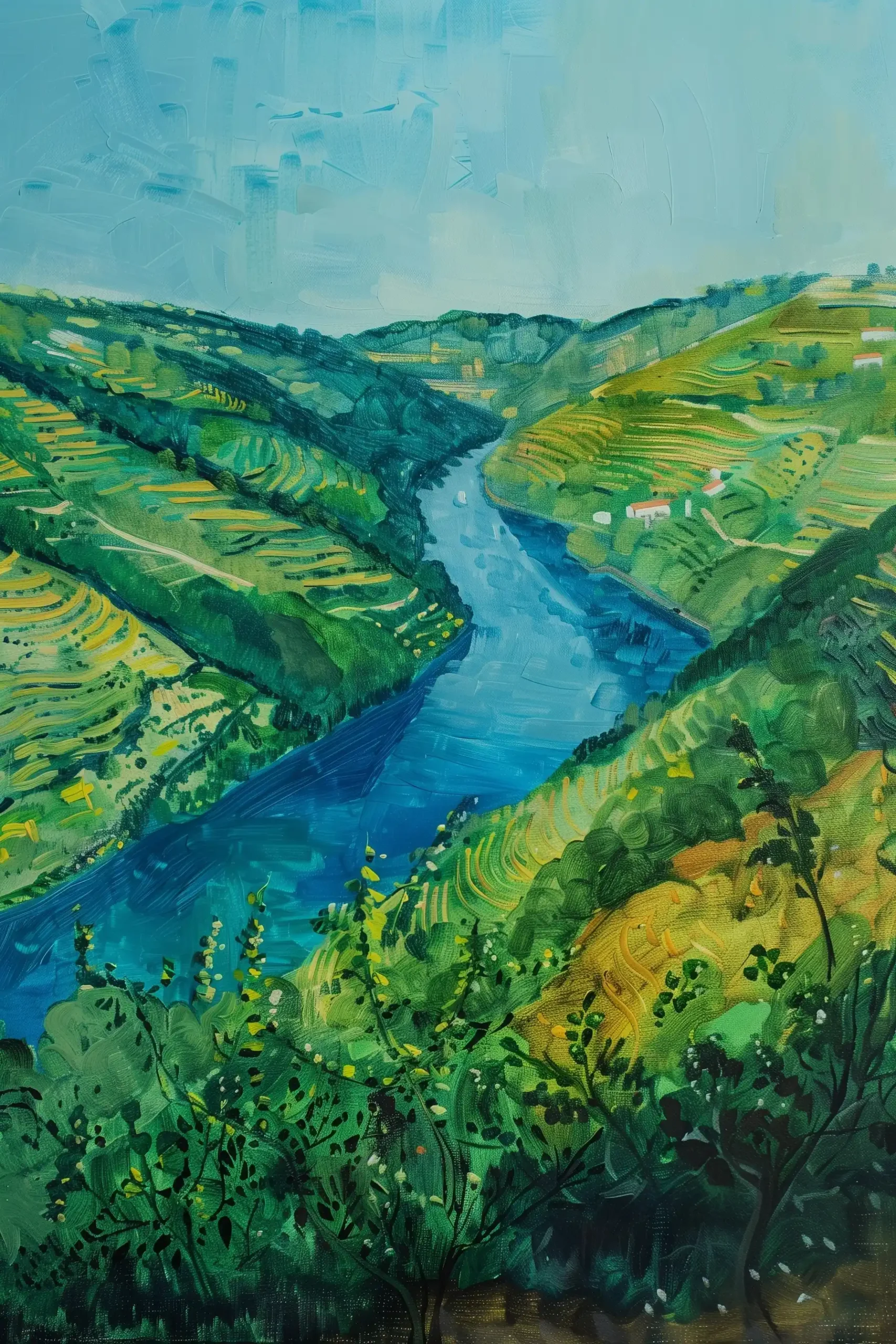 Green Abstract Duoro Valley Midjourney提示词