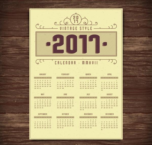 2017复古风日历