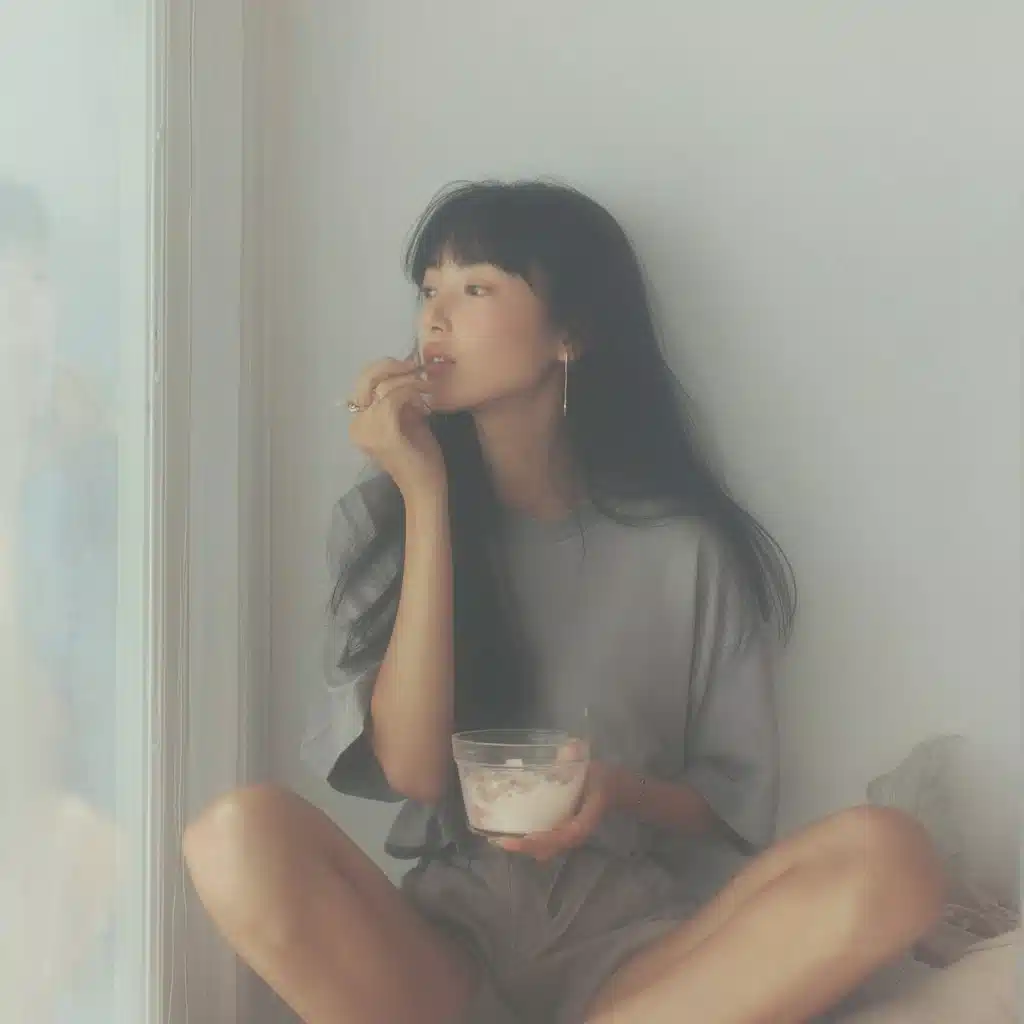 Photo-Realistic Japanese Girl Eating Yogurt Midjourney提示词