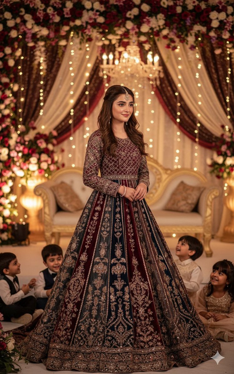 Elegant Pakistani Wedding Gown: Festive Fashion Photography Nano Banana提示词