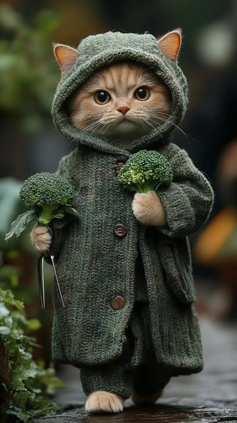 Humanoid Cat Fashion Show Midjourney提示词