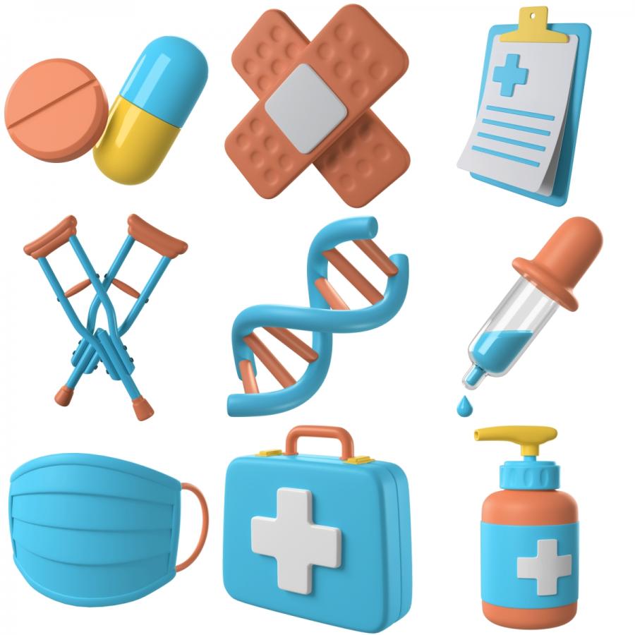 25款医疗生物科技3D立体图标PSD+PNG格式