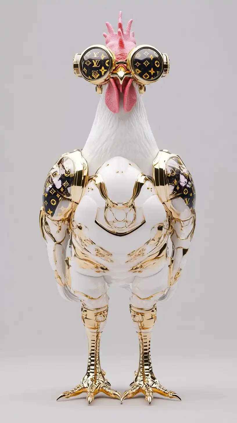 Surreal Robot Rooster Fashion Midjourney提示词