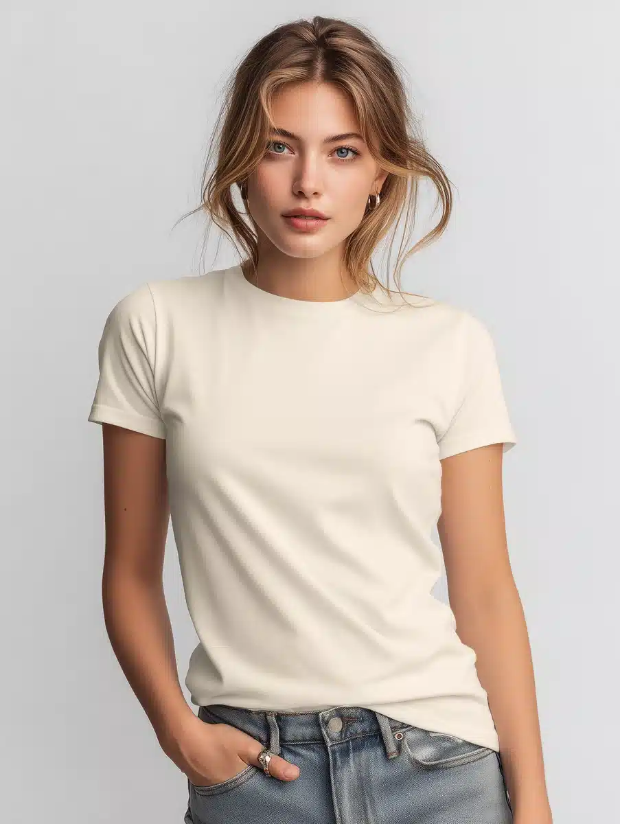 White T-Shirt on White Background Midjourney提示词