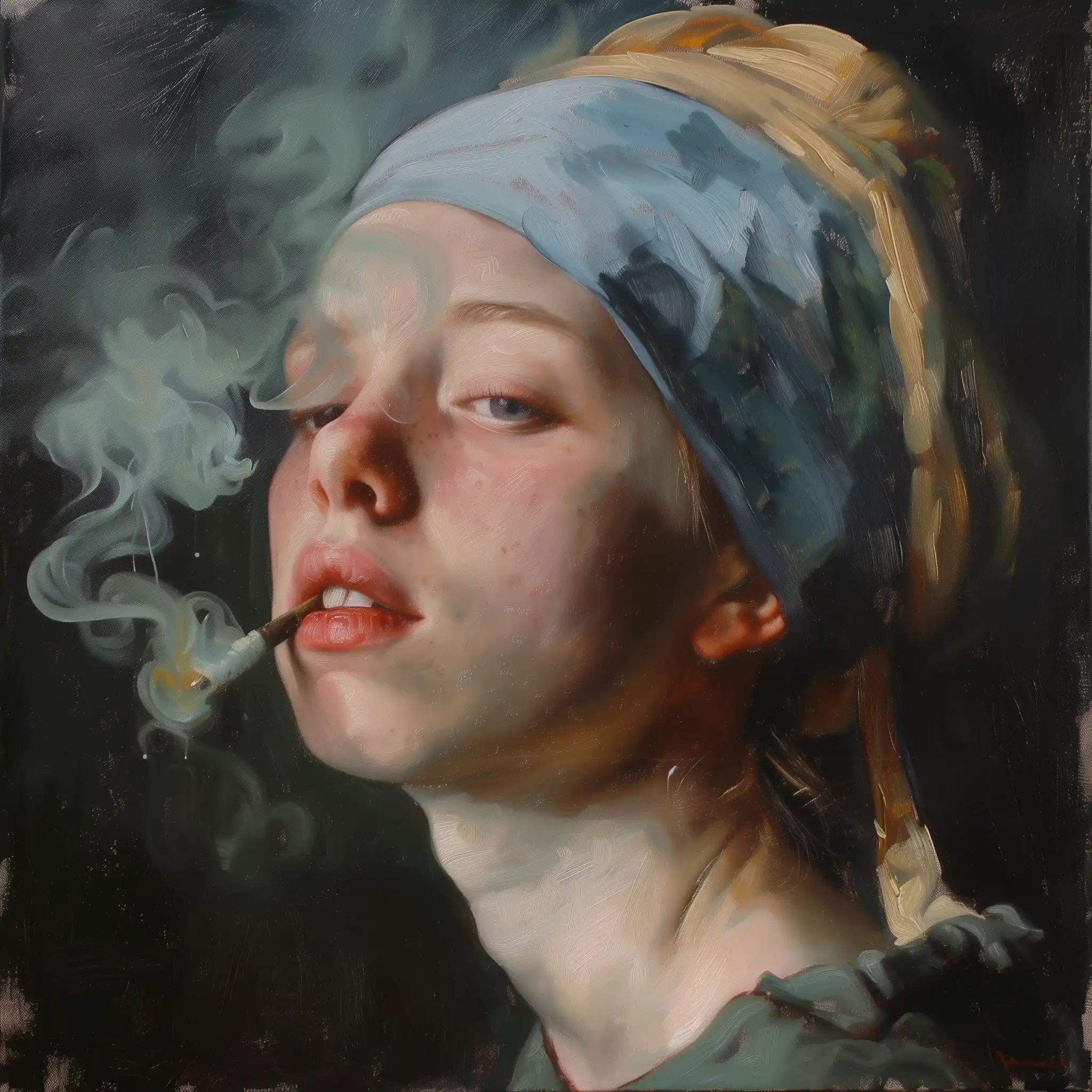 Realistic Smoking Portrait Midjourney提示词