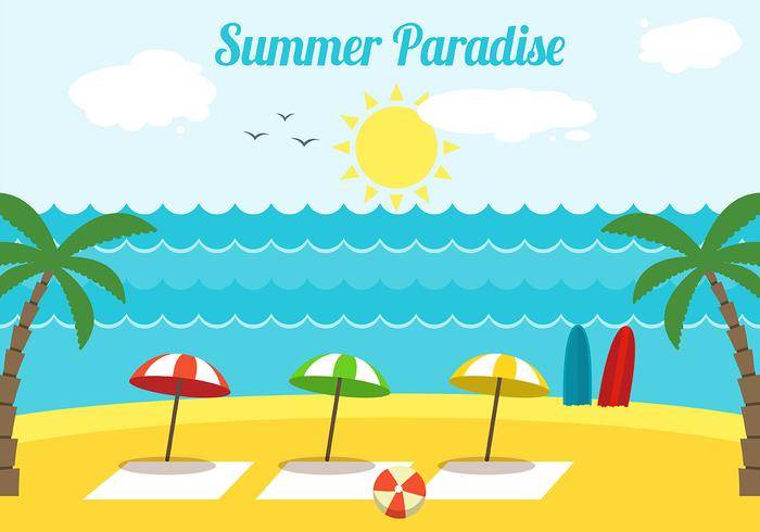 免费的平面设计矢量夏天天堂图