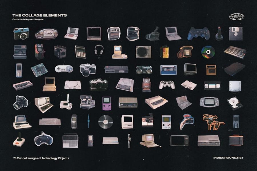 1260+款拼贴元素PNG集合由 Indieground 团队制作（精品素材推荐打包下载）