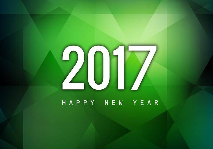 新年快乐2017年绿色背景上