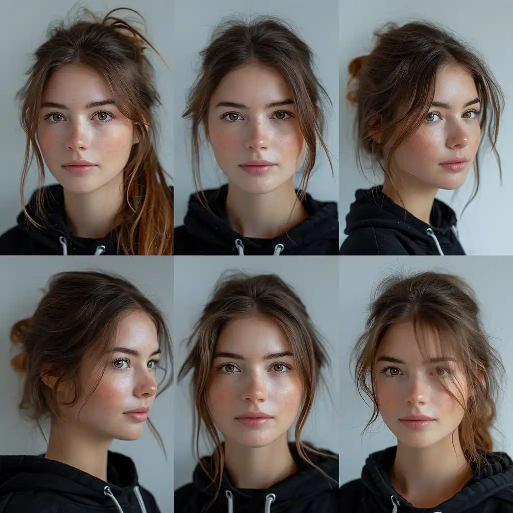 Realistic Russian Girl Character Sheet Midjourney提示词