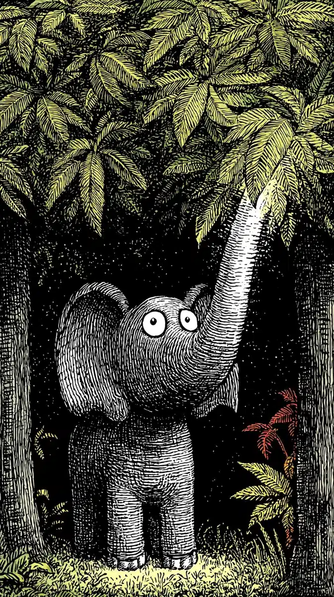 Mystical Elephant Under Canopy Midjourney提示词