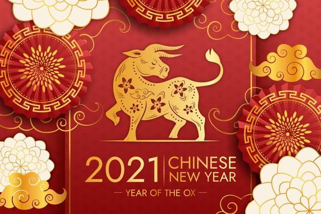 6款2021年元旦新年牛年春节红色喜庆插画矢量素材打包下载