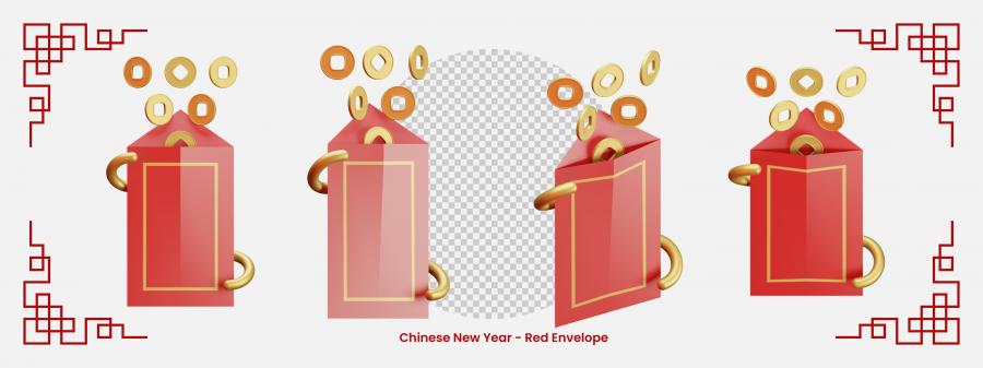 10款新年新春灯笼鞭炮中国风3D元素PSD格式