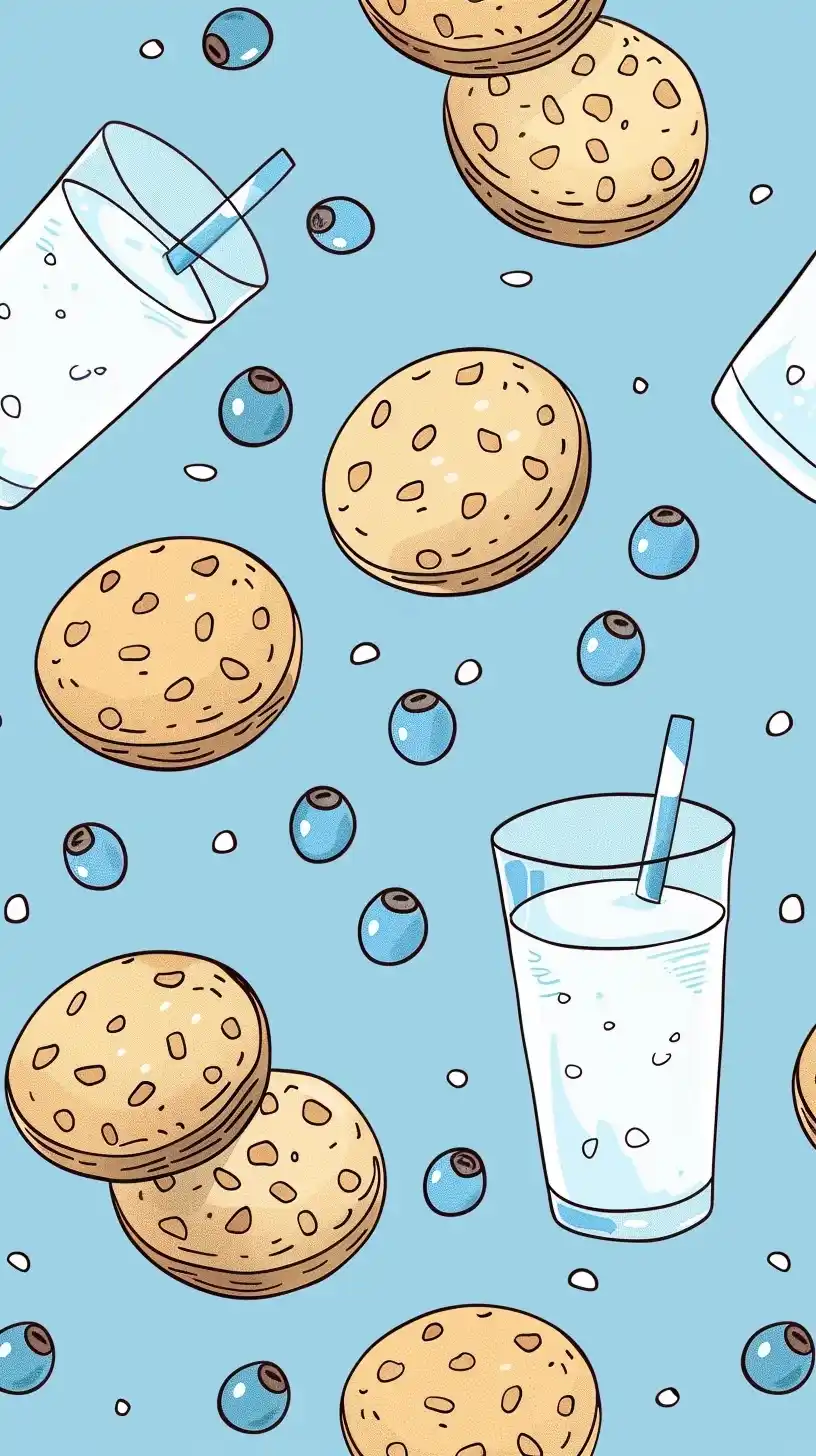 Cartoon Milk and Cookies Midjourney提示词