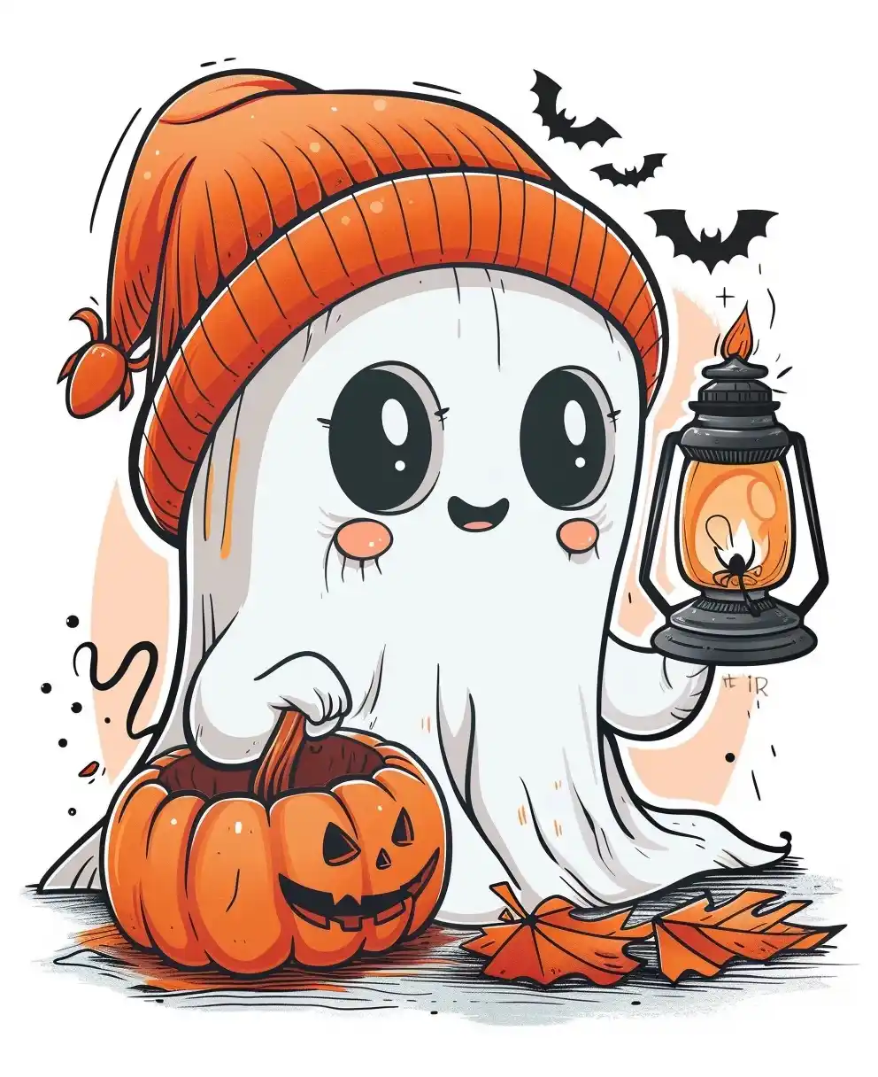Halloween Ghost Clipart Midjourney提示词