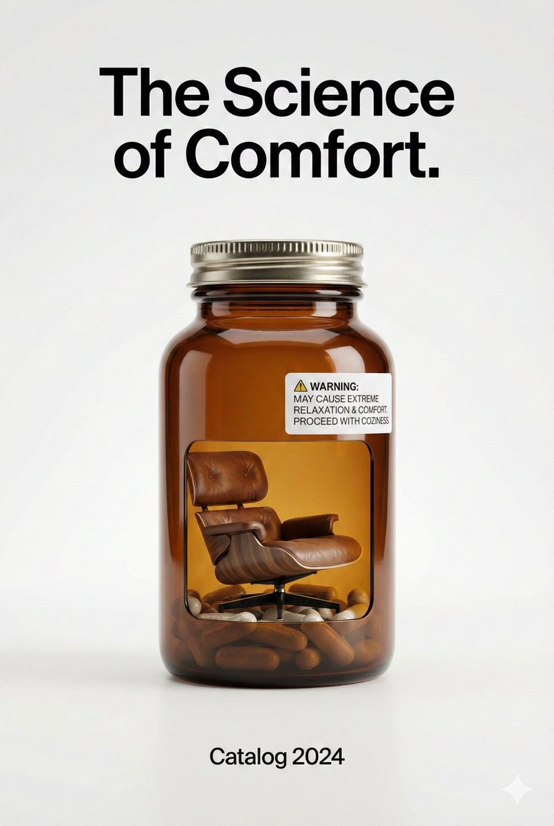 The Science of Comfort | Conceptual Furniture Ad 2024 Nano Banana提示词