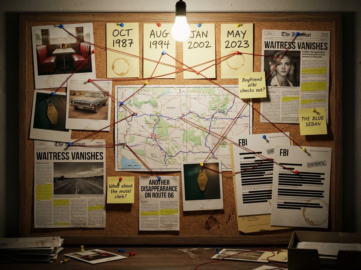 Photorealistic Detective Board - Vintage Cold Case Mystery Nano Banana提示词