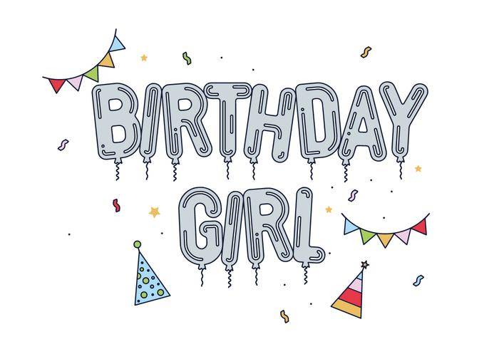 免费生日女孩矢量