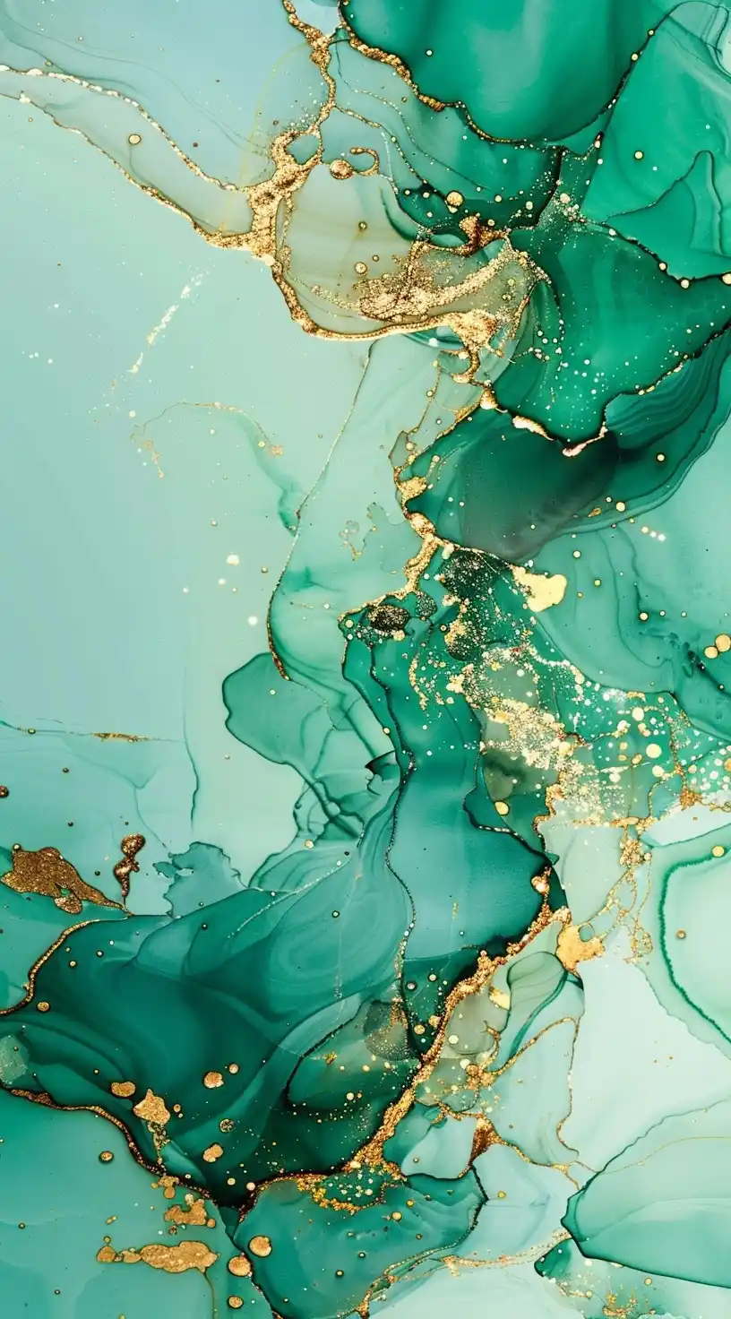 Elegant Gold Turquoise Ink Midjourney提示词