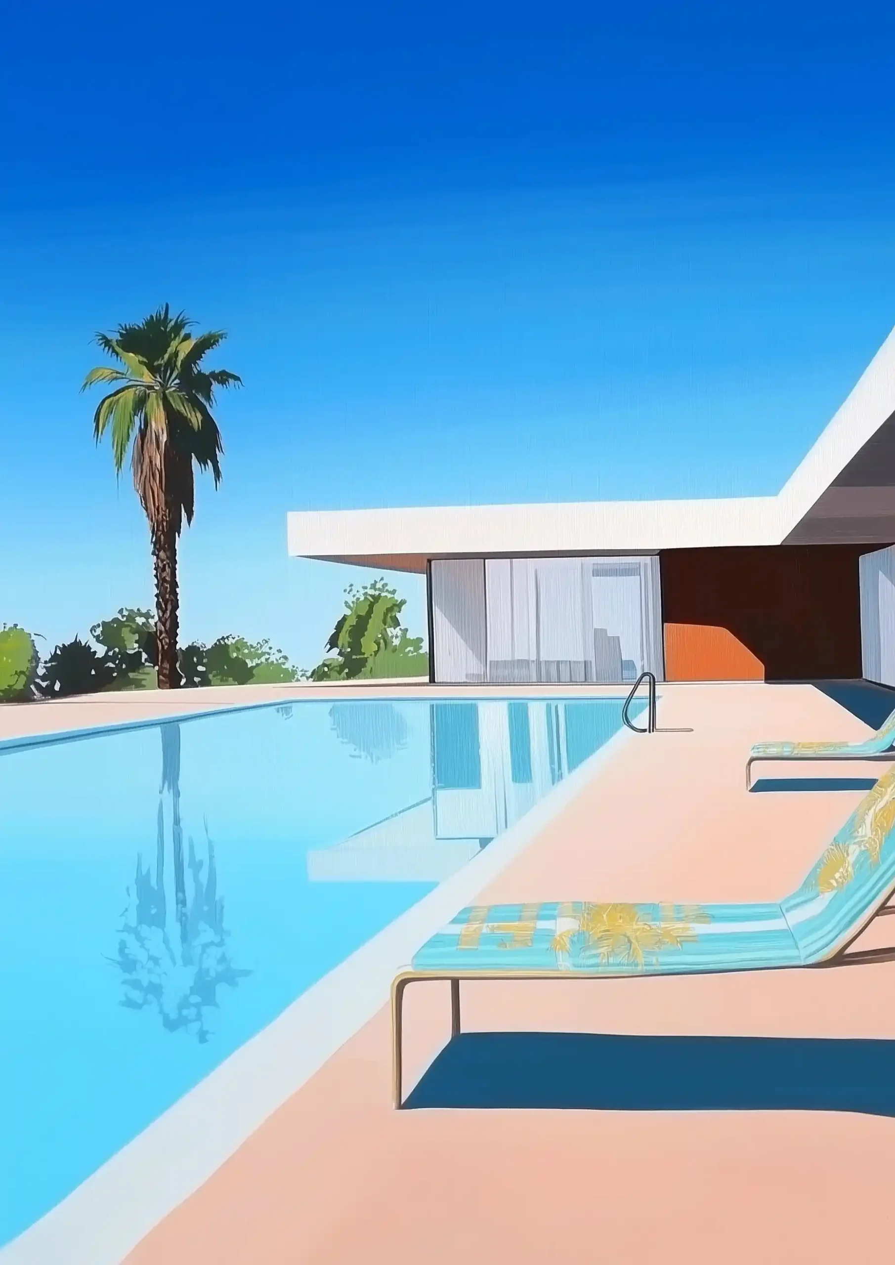 LA Poolside Illustration Midjourney提示词