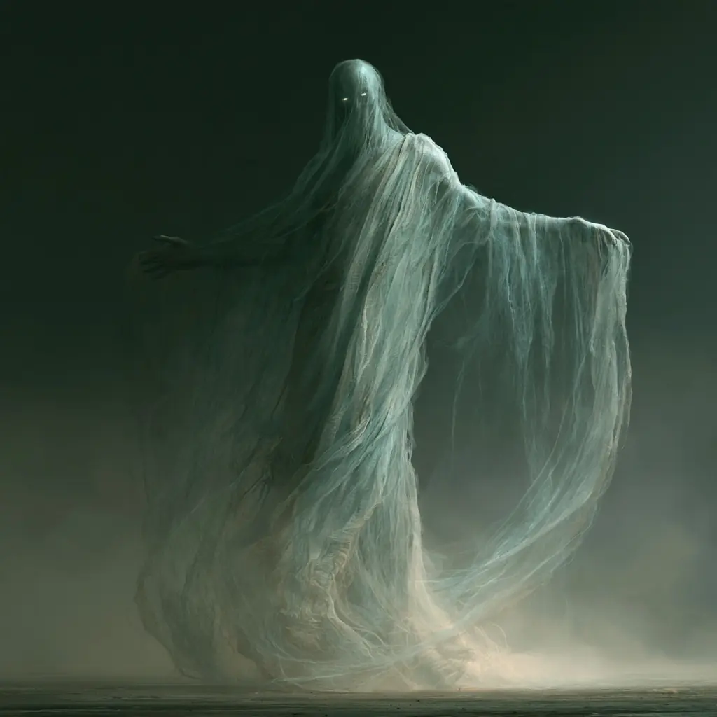 Ethereal Ghostly Figure Midjourney提示词